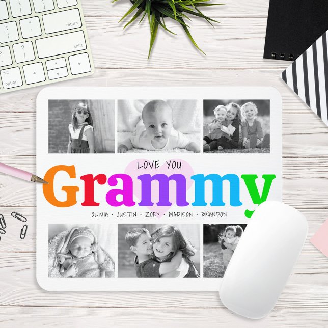 Liebe You Grammy Colorful Regenbogen 6 FotoCollage Mousepad (Von Creator hochgeladen)