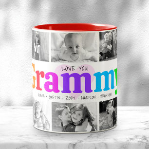 Liebe You Grammy Multicolor Moderne 10 FotoCollage Zweifarbige Tasse