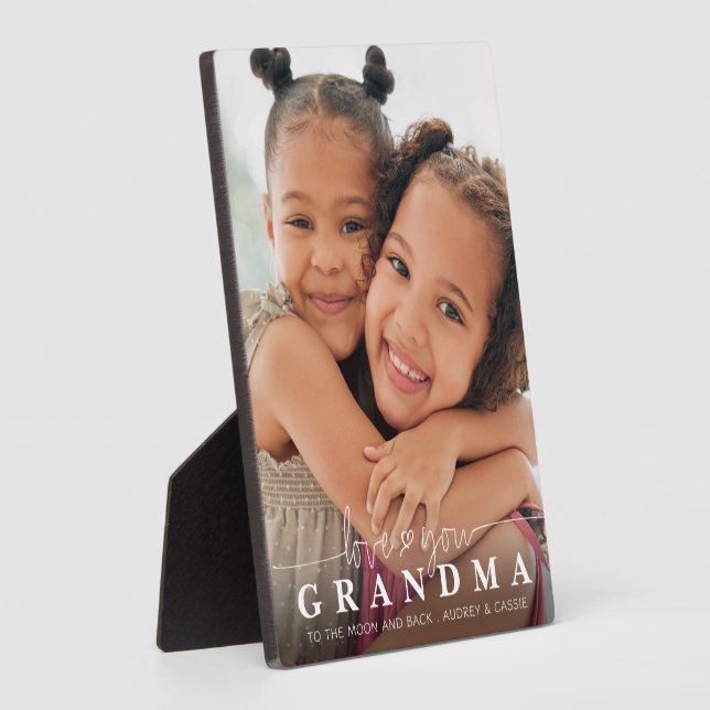 LIEBE YOU GRANDMA Foto Script Heart Overlay Fotoplatte (Seite)