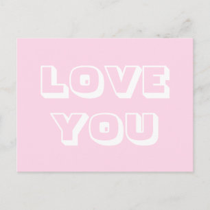 Liebe You, hellrosa, modern kühl Postkarte