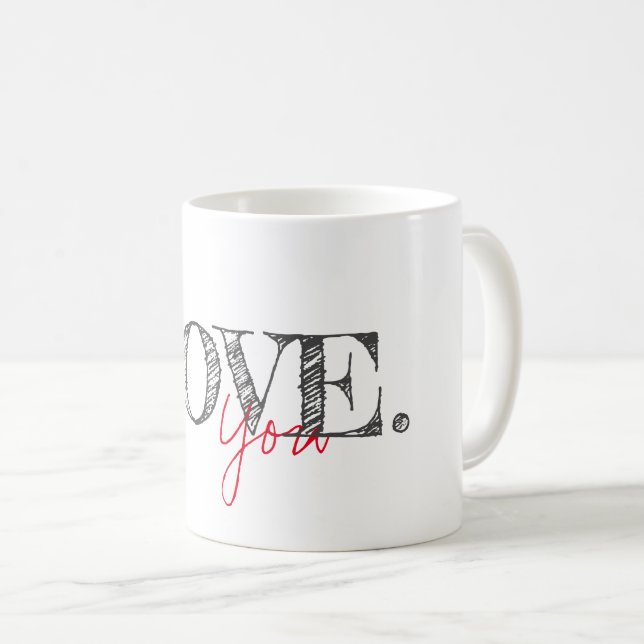 LIEBE YOU Modern Typografy Mama Vater Kinderkind Kaffeetasse (VorderseiteRechts)