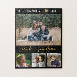 Liebe You Nana 4 Family Foto Collage Black Puzzle