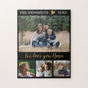 Liebe You Nana 4 Family Foto Collage Black Puzzle