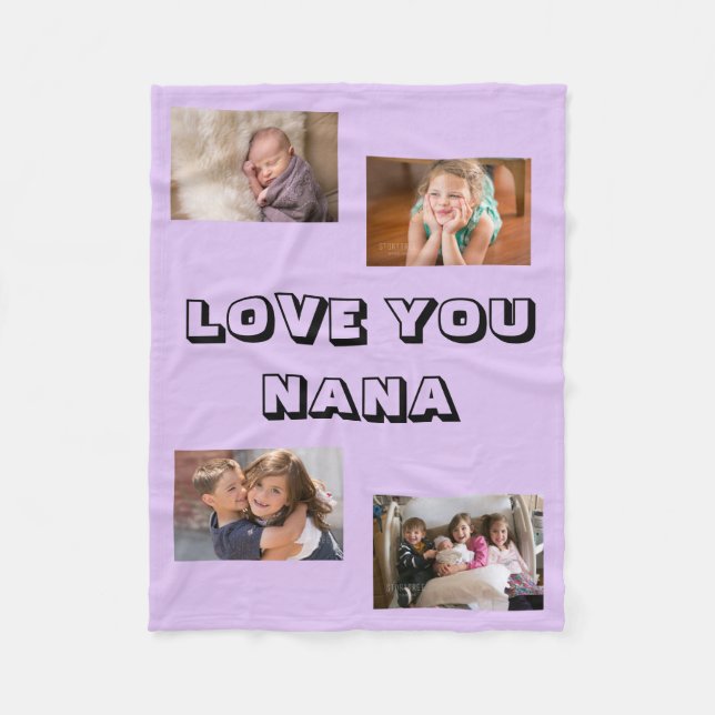 Liebe You Nana 4 Foto Lila Fleecedecke (Vorderseite)