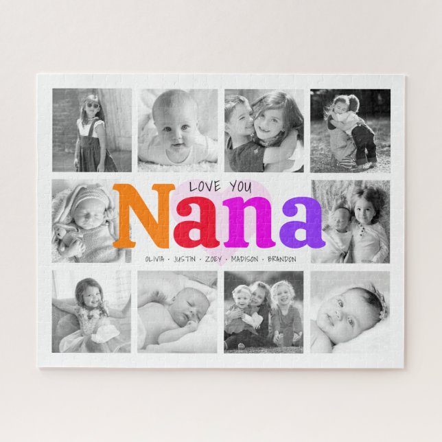 Liebe You Nana Farbenfrohe Regenbogen 10 FotoColla Puzzle (Horizontal)