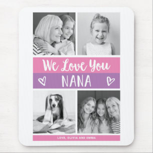 Liebe You Nana   Rosa Foto Block Grid Mousepad