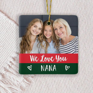 Liebe You Nana  Rotgrüner Farbblock Zwei Foto Keramikornament