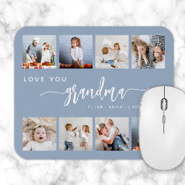 Liebe You Oma 8 Foto Collage Dusty Blue Mousepad