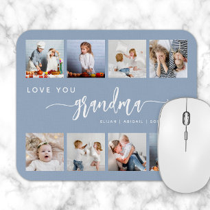 Liebe You Oma 8 Foto Collage Dusty Blue Mousepad