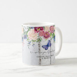Liebe You Oma Floral Rustic Navy Burgund Kaffeetasse
