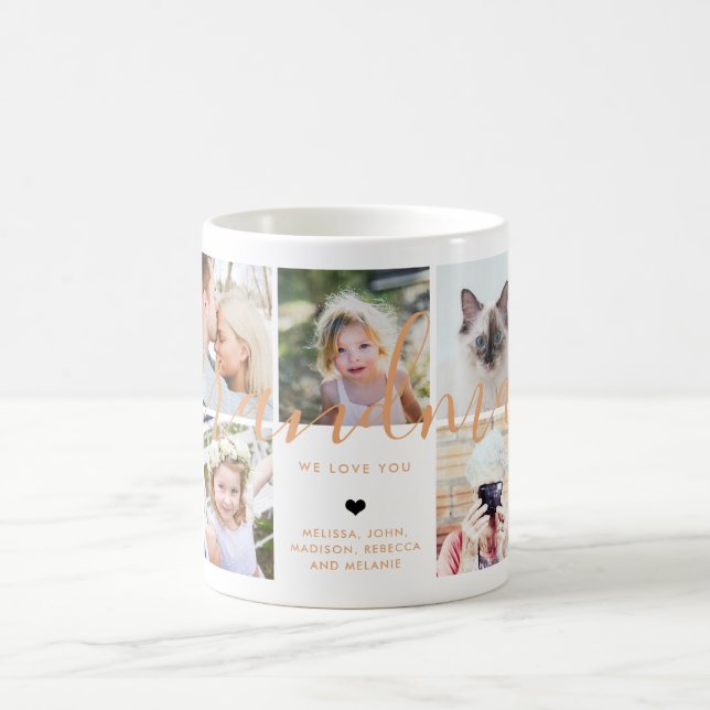 Liebe You Oma | Foto Gift Calligraphy Orange Kaffeetasse (Mittel)