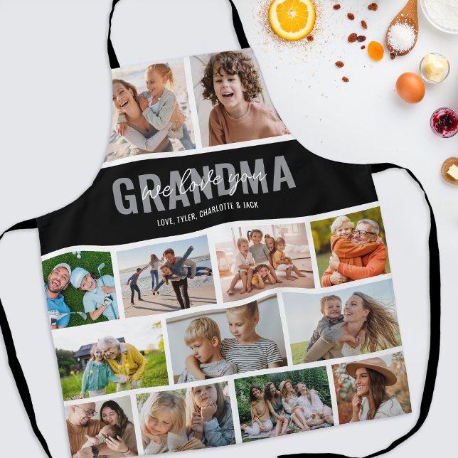 Liebe You Oma FotoCollage Black Schürze (Von Creator hochgeladen)