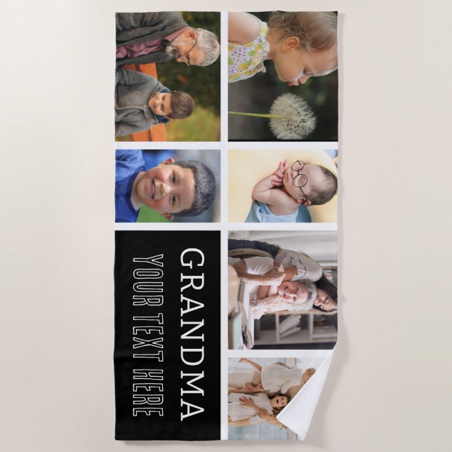 Liebe You Oma | FotoCollage & Text Strandtuch (Vorderseite)