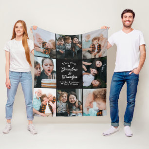 Liebe You Oma & Opa Moderne 8-Foto Collage Fleecedecke