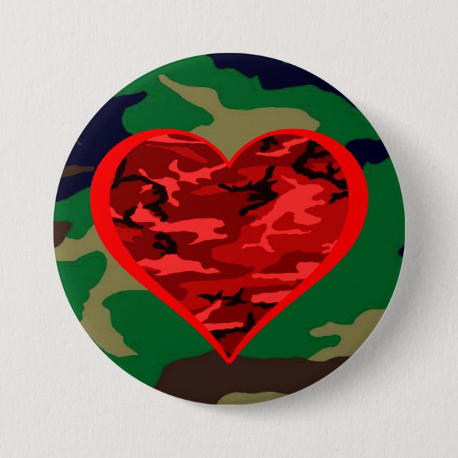Liebe You Red Camouflage Heart Military Valentine  Button (Vorderseite)
