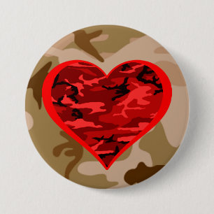 Liebe You Red Camouflage Heart Military Valentine  Button
