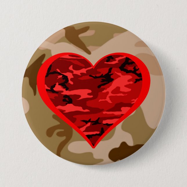 Liebe You Red Camouflage Heart Military Valentine  Button (Vorderseite)