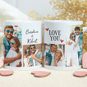 Liebe You Red Heart Couple Foto Collage Kaffeetasse