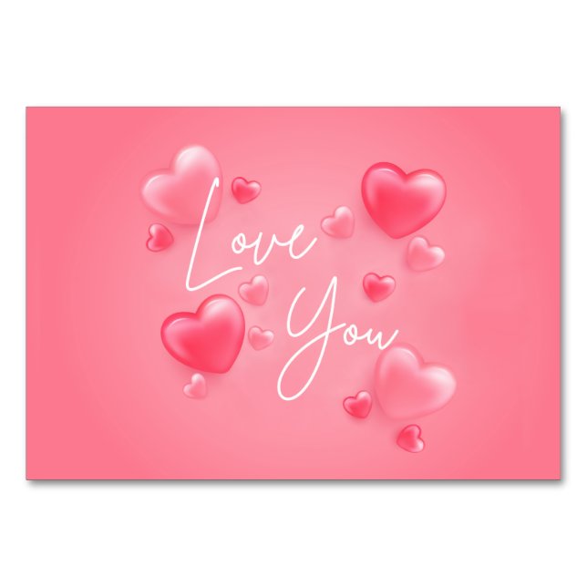 Liebe You Sweetheart Table Card Tischnummer (Vorderseite)
