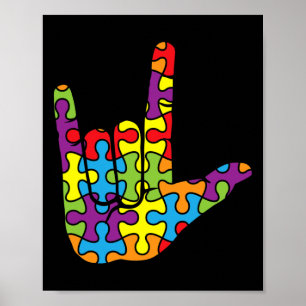 Liebe Zeichensprache - Autistische Puzzle Autismus Poster