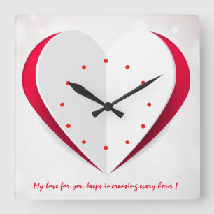 Liebe Zeitbuch Herz Form Wall Clock Quadratische Wanduhr
