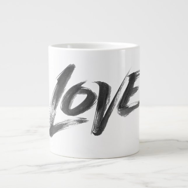 LIEBE Zen Brush Kalligrafie Buchstabentyp Jumbo-Tasse (Vorderseite)