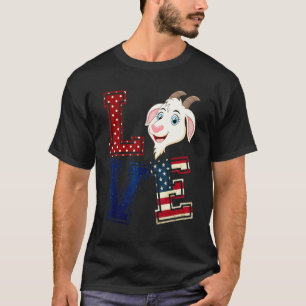 LIEBE Ziege Gesicht American Flag Patriotic 4. Jul T-Shirt