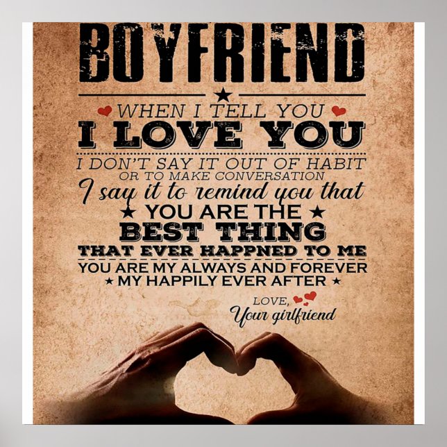 Liebe Zitat für Boyfriend, Ehemänner Liebe Geburts Poster (Vorne)