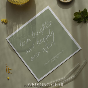 Liebe Zitat Minimaler typografischer Sage Grüner C Serviette