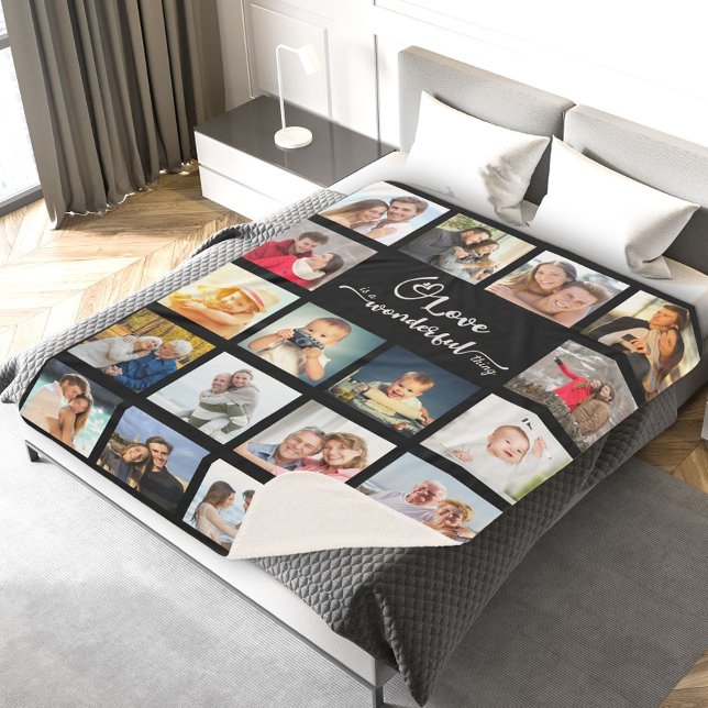 Liebe Zitat Schwarz 18 FotoCollage Sherpadecke (Von Creator hochgeladen)