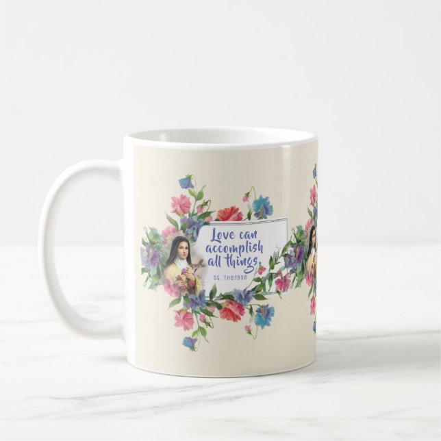 Liebe-Zitat-Tasse St. Therese Kaffeetasse (Links)