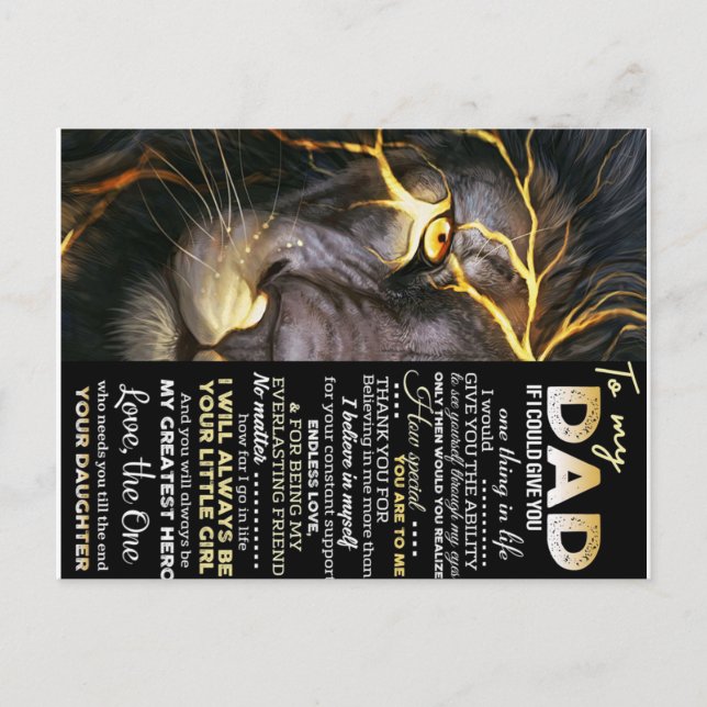 Liebe zitiert Buchstaben, zu meinem Vater Geschenk Ankündigungspostkarte (Vorderseite)