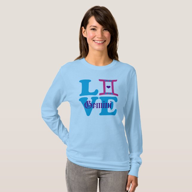 ♊ Liebe Zodiac Sign Fab Longsleeve T-Shirt (Vorne ganz)