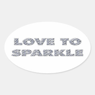 Liebe zu sparkle ovaler aufkleber