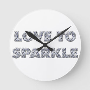 Liebe zu sparkle runde wanduhr