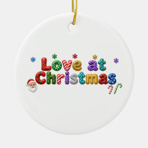 Liebe zu Weihnachten Santa Goldstern Punkte Keramik Ornament