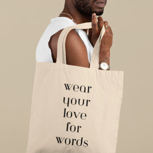 Liebe zu Wörtern Tolles Geschenk für Bücherliebhab Tragetasche