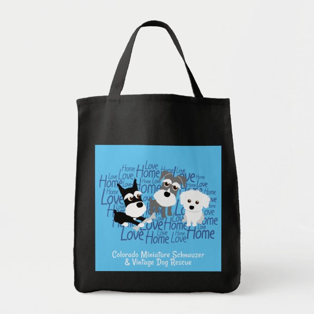 Liebe, Zuhause - Schnauzer-Taschen-Tasche (blau) Tragetasche (Vorne)