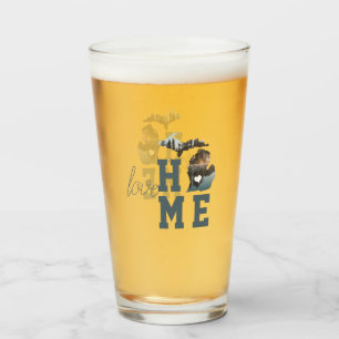 Liebe Zuhause Staat von Michigan Silhouette mit Fo Glas