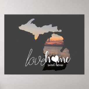 Liebe Zuhause Sweet Zuhause Michigan Silhouette Poster