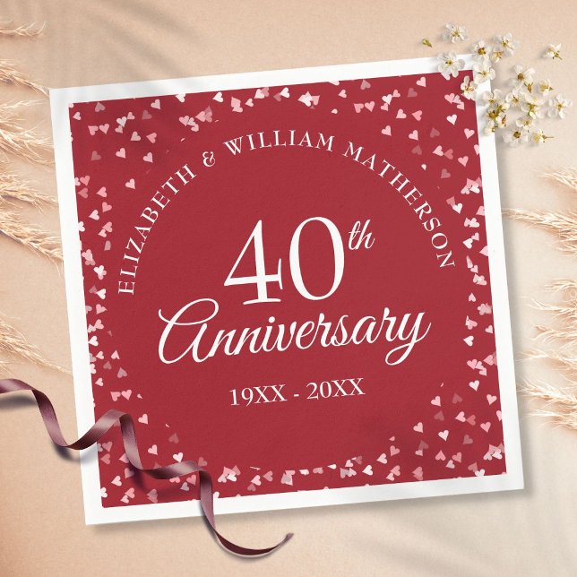 Liebe zum 40. Jubiläum Hearts Confetti Serviette (Von Creator hochgeladen)