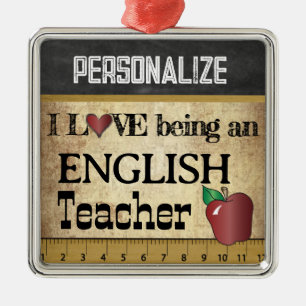 Liebe zum Beruf des Englischlehrers Vintage Silbernes Ornament