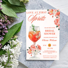 Liebe zum ersten Spritz Floral Cocktail Brautparty Einladung