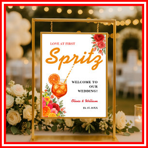 Liebe zum ersten Spritz Orange Brautparty Sign Poster