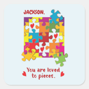 Liebe zum Geburtstag Junge Puzzle Quadratischer Aufkleber