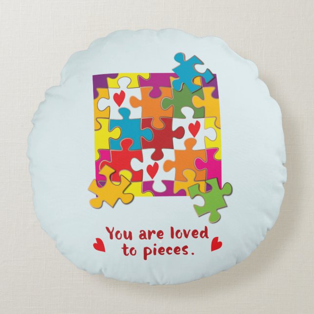 Liebe zum Geburtstag Junge Puzzle Rundes Kissen (Vorderseite)