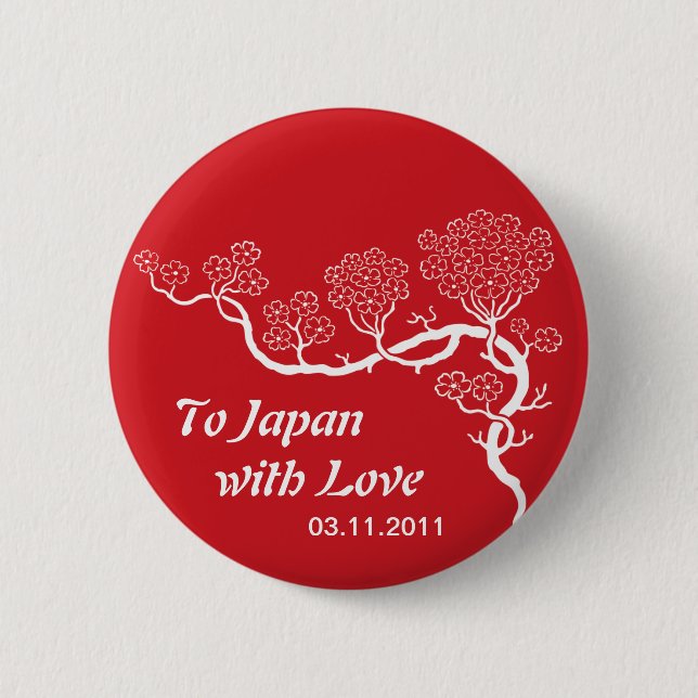 Liebe zum Japan-Kirschblüten-Knopf Button (Vorderseite)