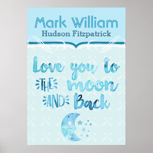 Liebe zum Mond Blue Baby Kinderzimmer Poster