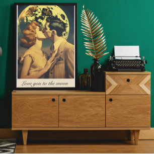 Liebe zum Mond, Reiseplakat individuell anpassbar Poster