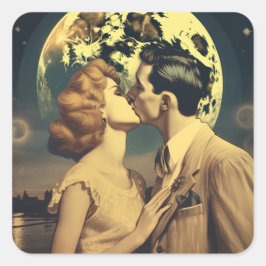 Liebe zum Mond, Reiseplakat individuell anpassbar Quadratischer Aufkleber